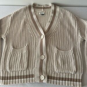 American Eagle Cozy Beige Creme Knit Cardigan Sweater | Size S | Casual Chunky